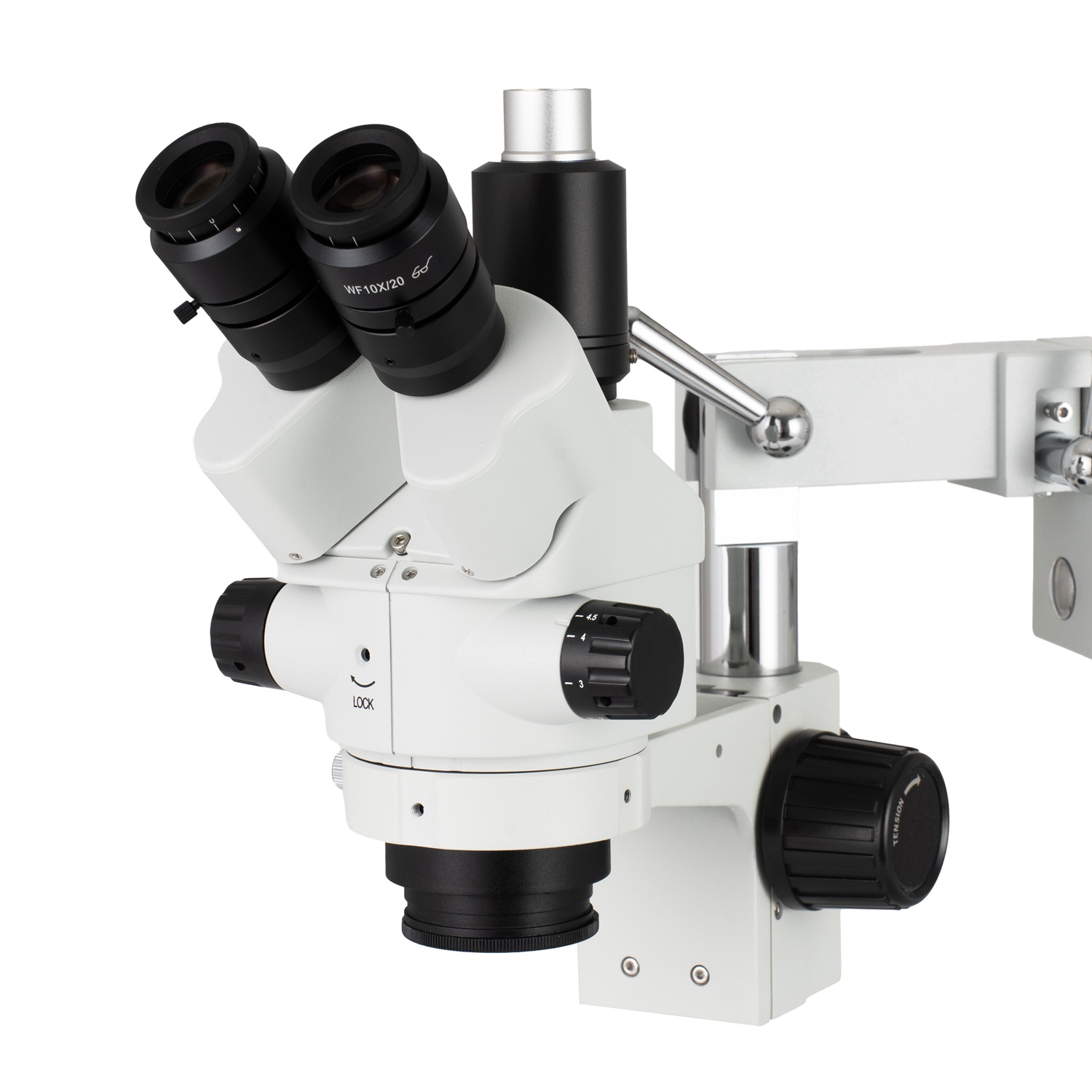 Amscope Microscope Stereo 7X-45X - Kepala Mikroskop Stereo Zoom Trinokuler Simul-Fokal
