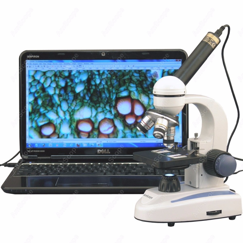 Amscope Microscope Compound 40X-1000X - Mikroskop Monokuler Tanpa Kabel AmScope 40X-1000X